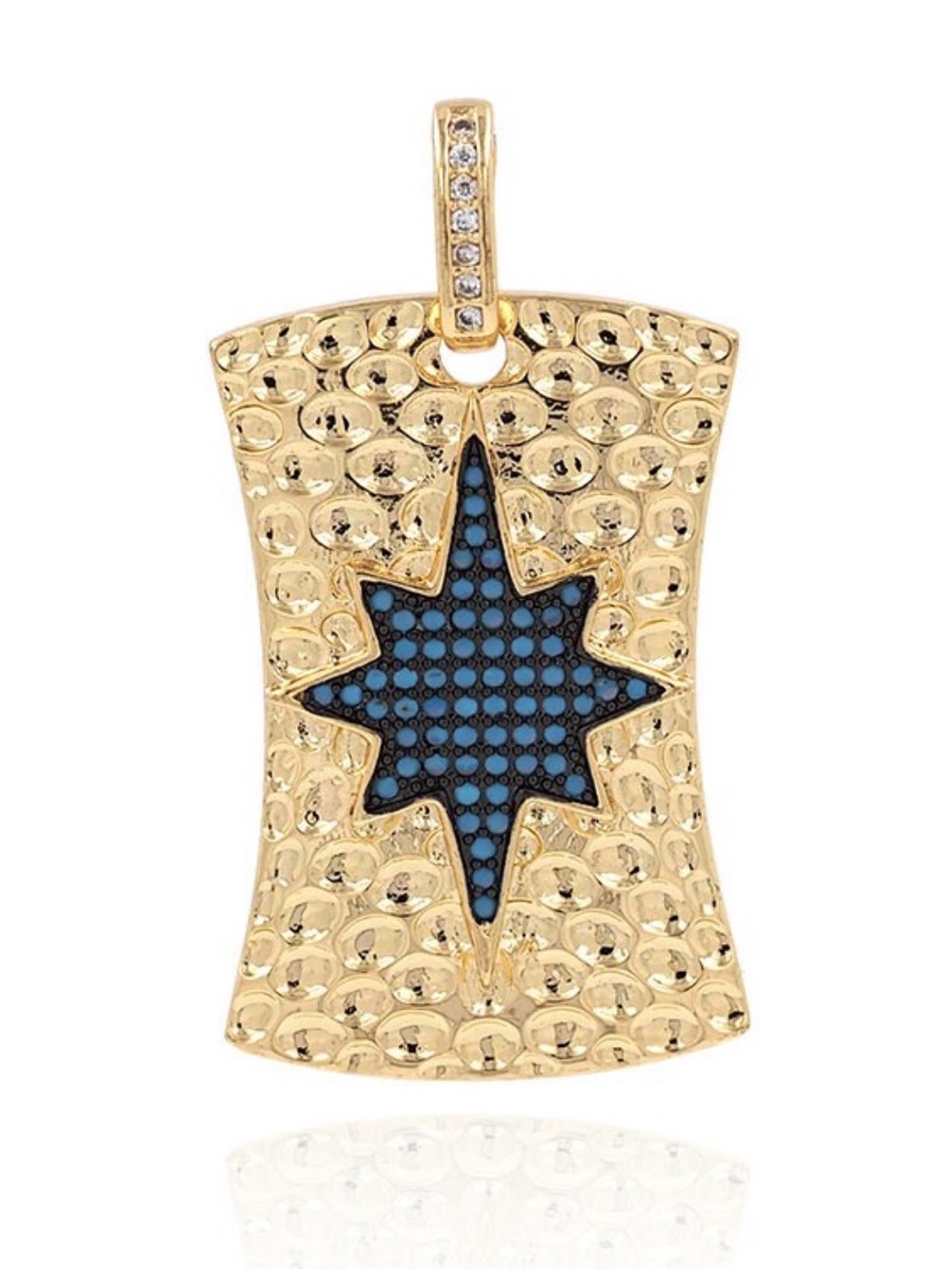 Gold Plated Pavé Turquoise Stone North Star Pendant